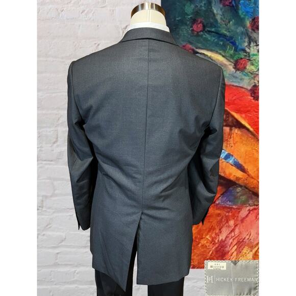 Hickey Freeman 43L Loro Piana Charcoal Dark Gray Blazer Suit Coat Jacket - Picture 6 of 14